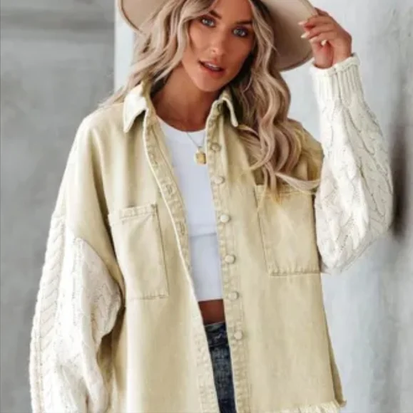 New denim cable knit jacket - Picture 2 of 16